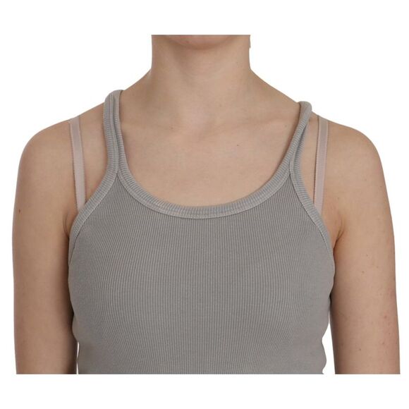 PINK MEMORIES Ribbed Tank Top Sleeveless Casual Top Women Gray Tops & T-Shirts - Picture 5 of 5
